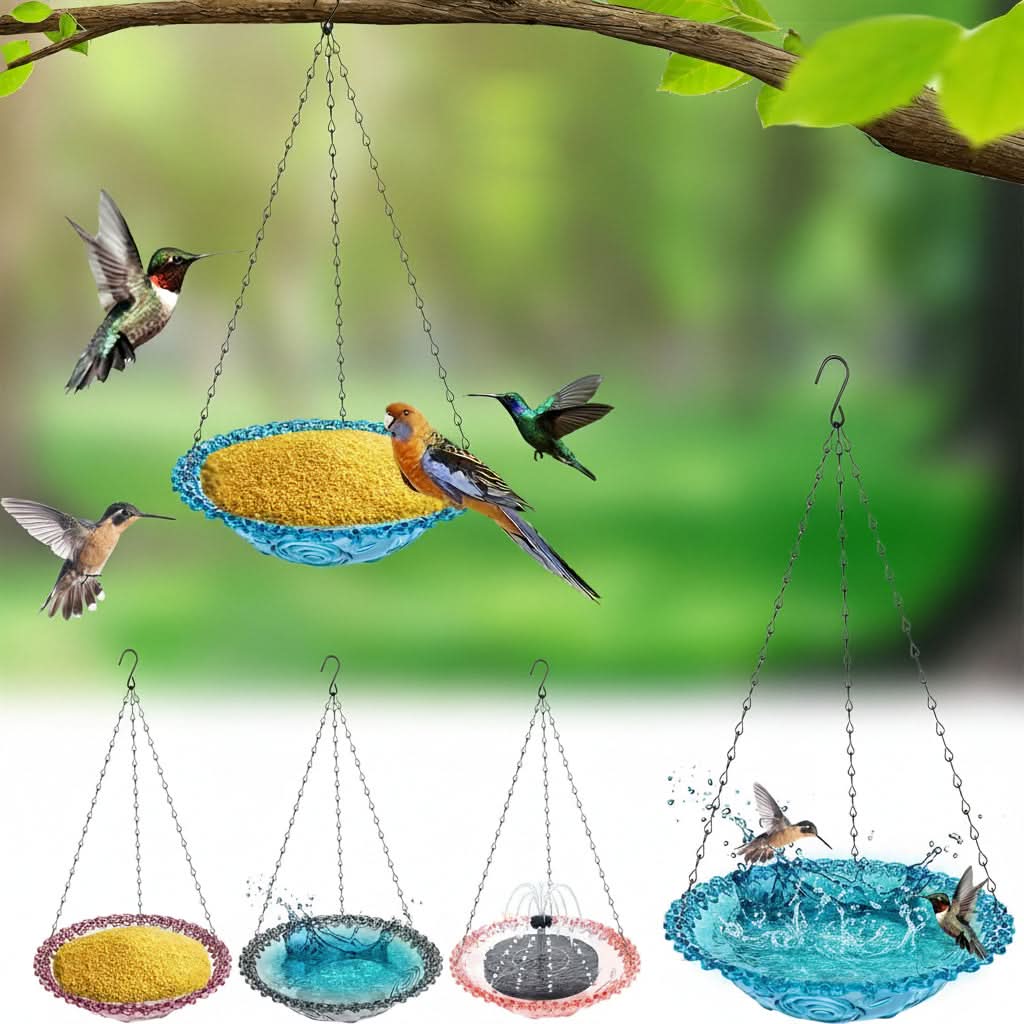 Outdoor Bird Watching Double Bowl Feeder – Hanging Design