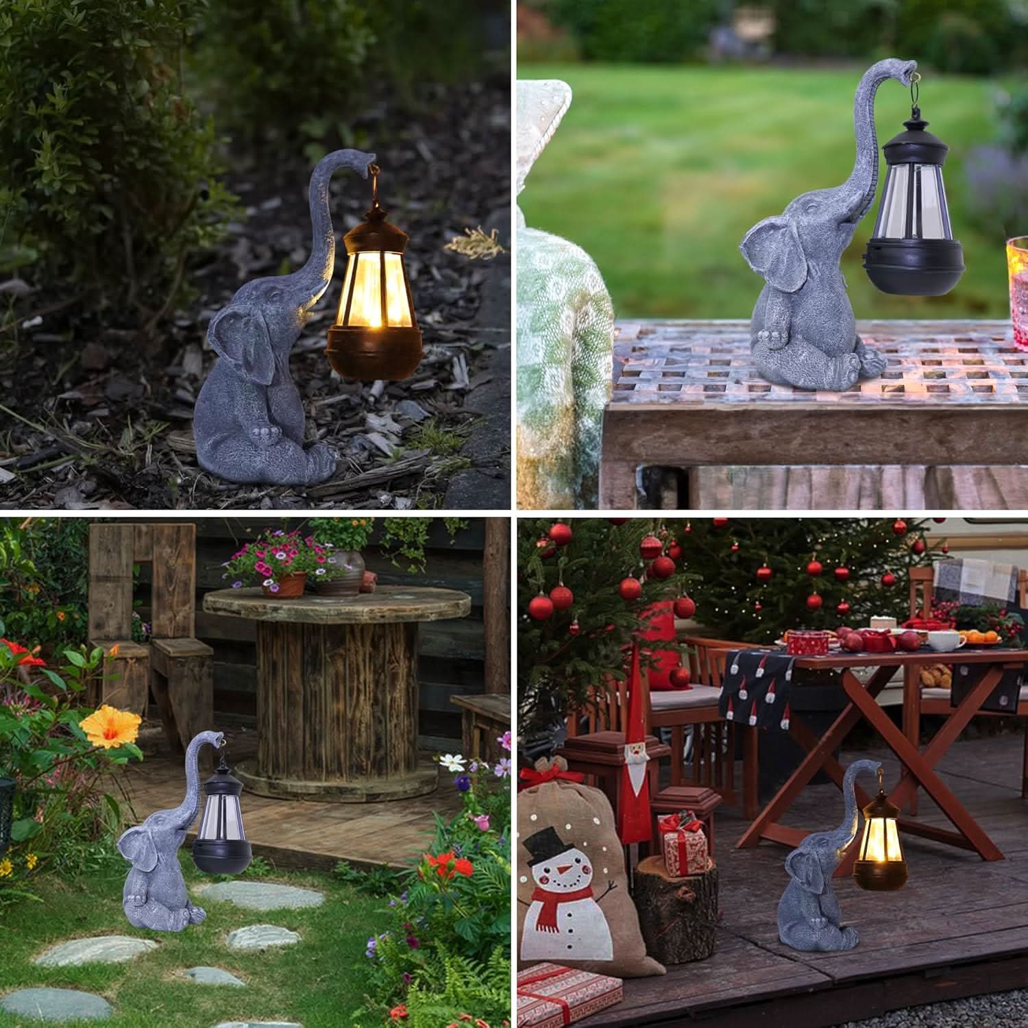 Solar Garden Lantern Light in Elephant Design
