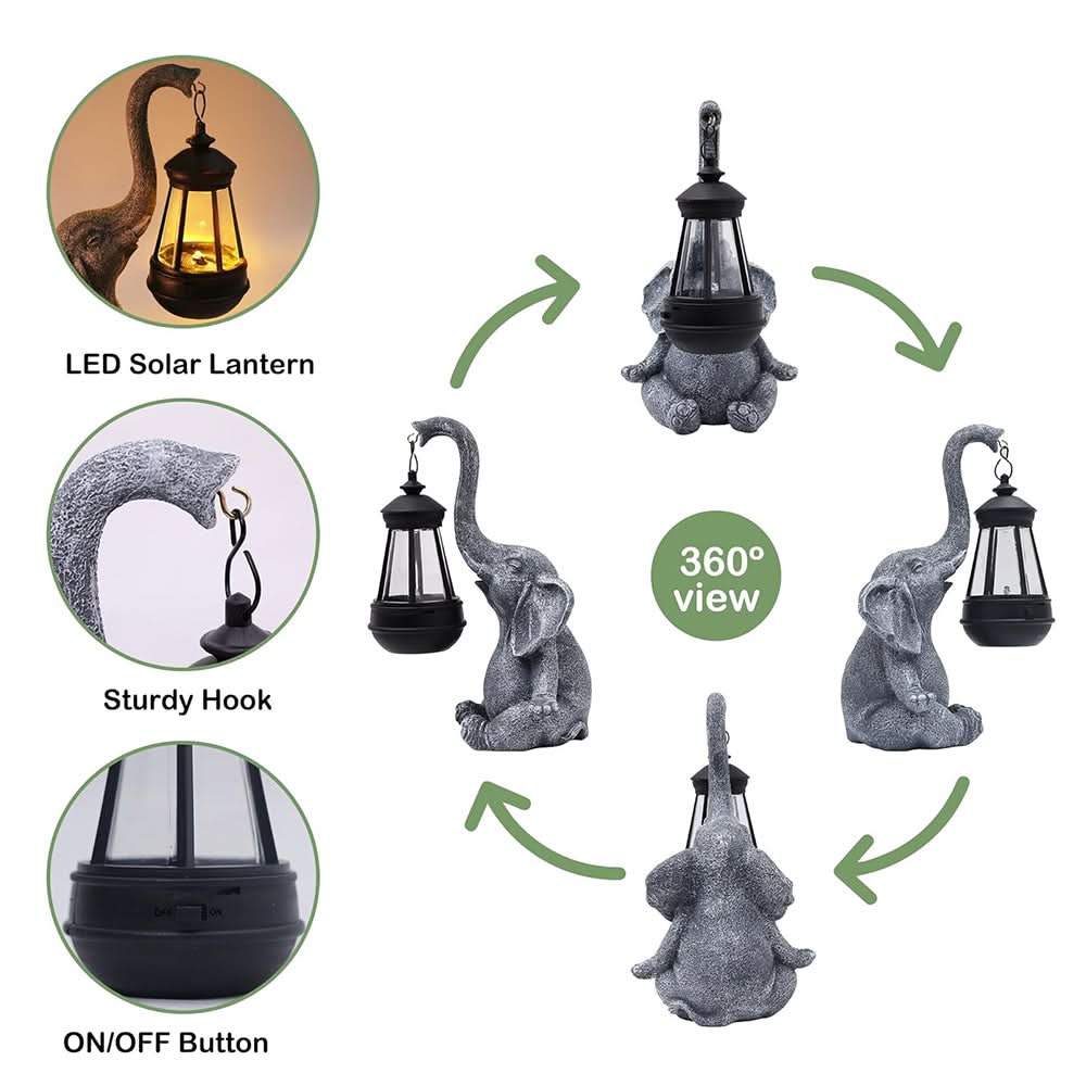 Solar Garden Lantern Light in Elephant Design