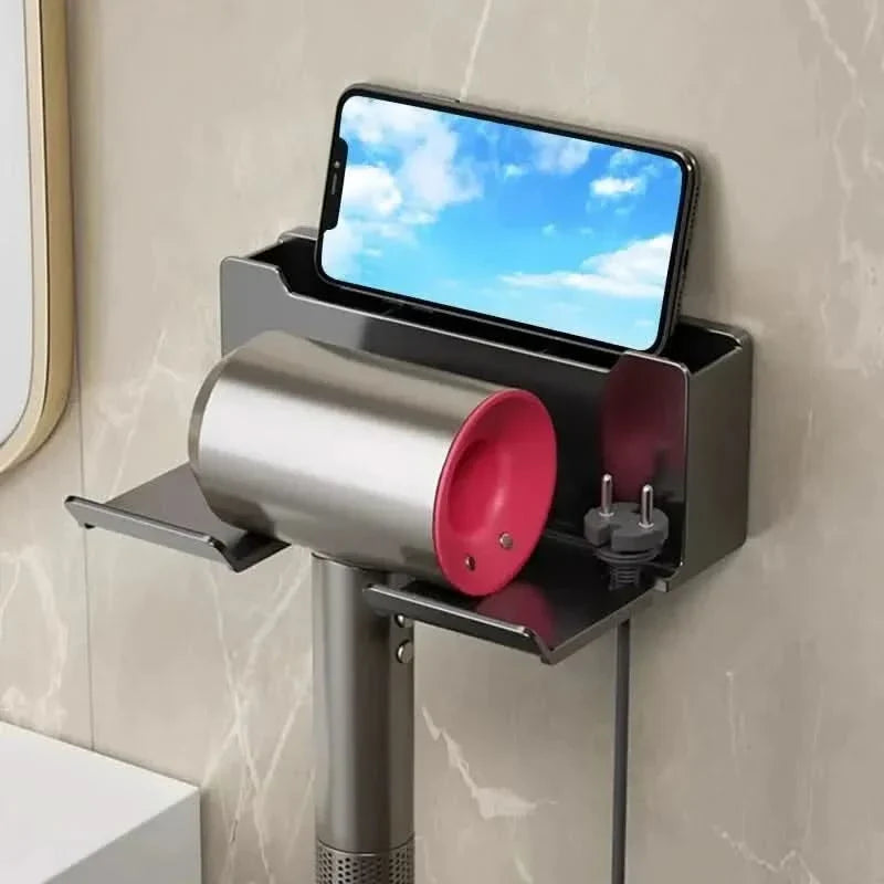 Compact Wall-Mounted Holder for Neat Hair Dryer Organization