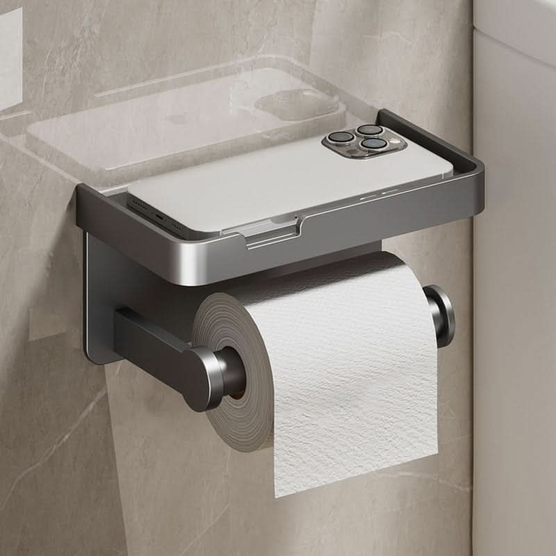 Wall-Mounted Aluminum Toilet Paper Holder with Storage Drawer