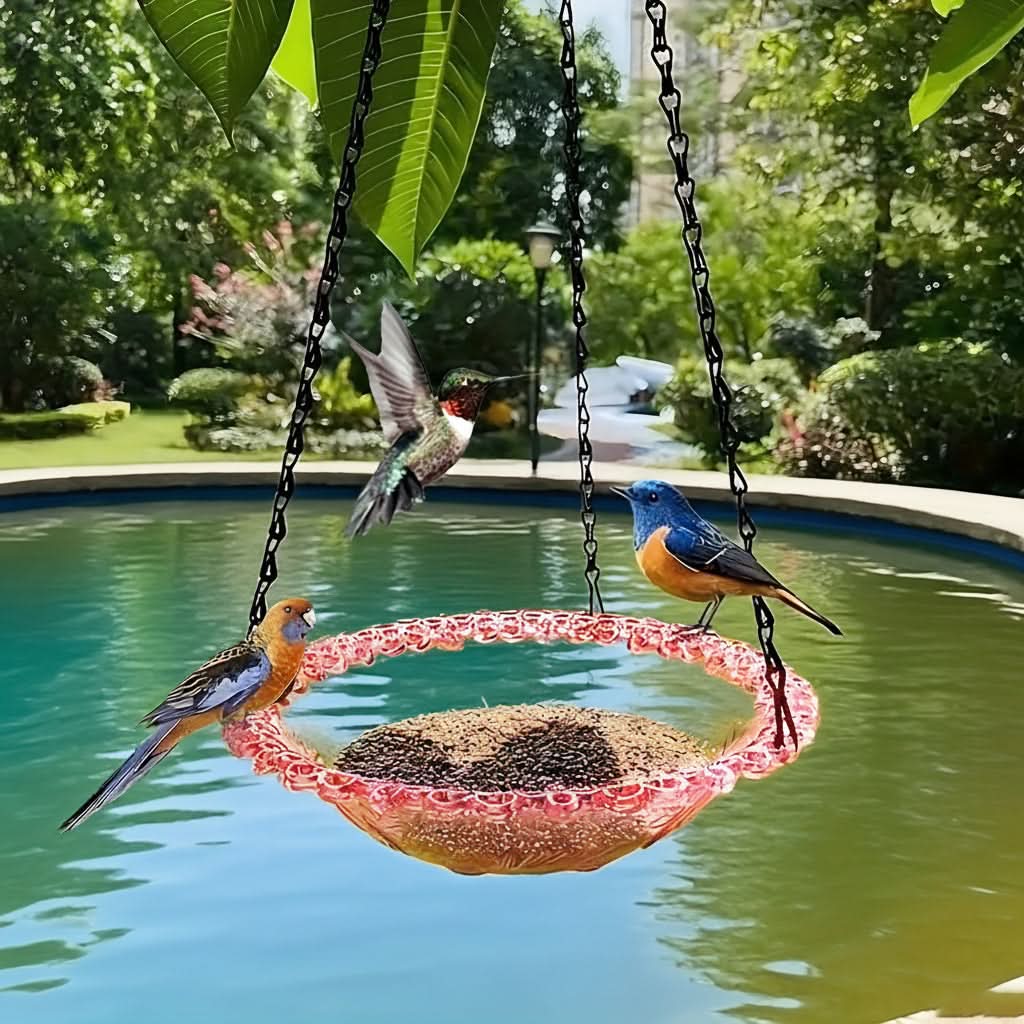 Outdoor Bird Watching Double Bowl Feeder – Hanging Design