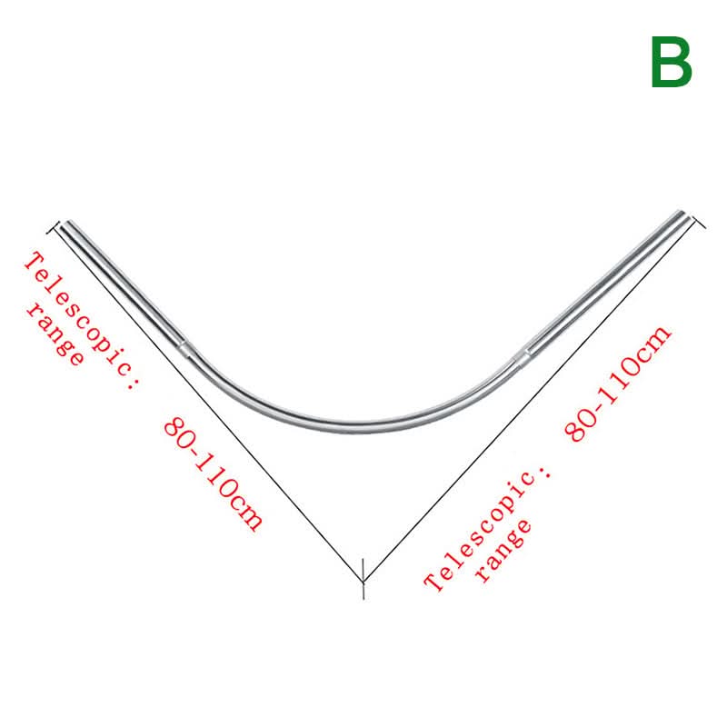 Extendable L-Shaped Shower Curtain Rod with Punch-Free Stainless Steel Installation for Contemporary Bathrooms