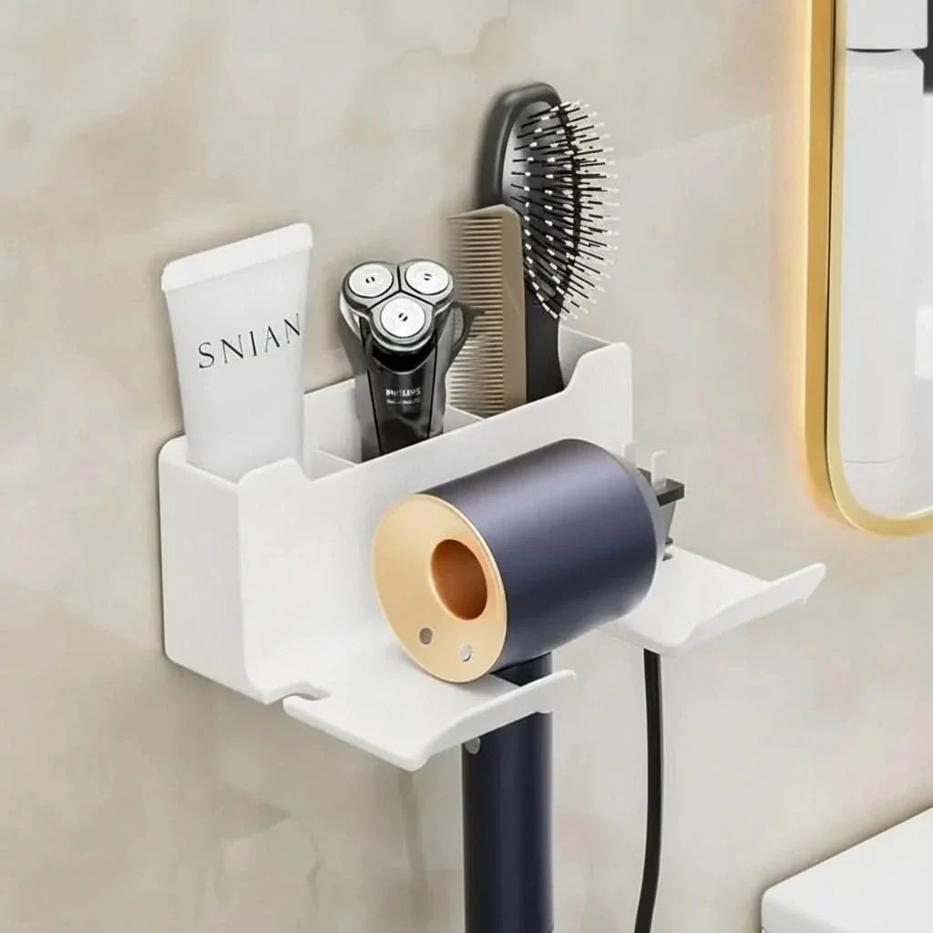 Compact Wall-Mounted Holder for Neat Hair Dryer Organization