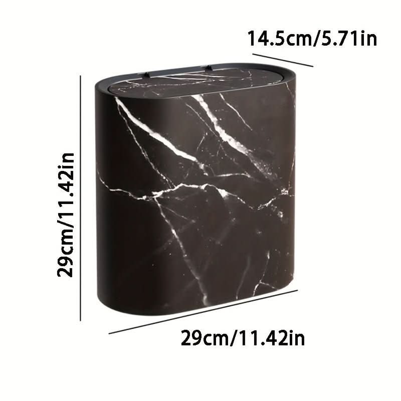 Compact Oval Trash Bin with Marble Design for Contemporary Spaces