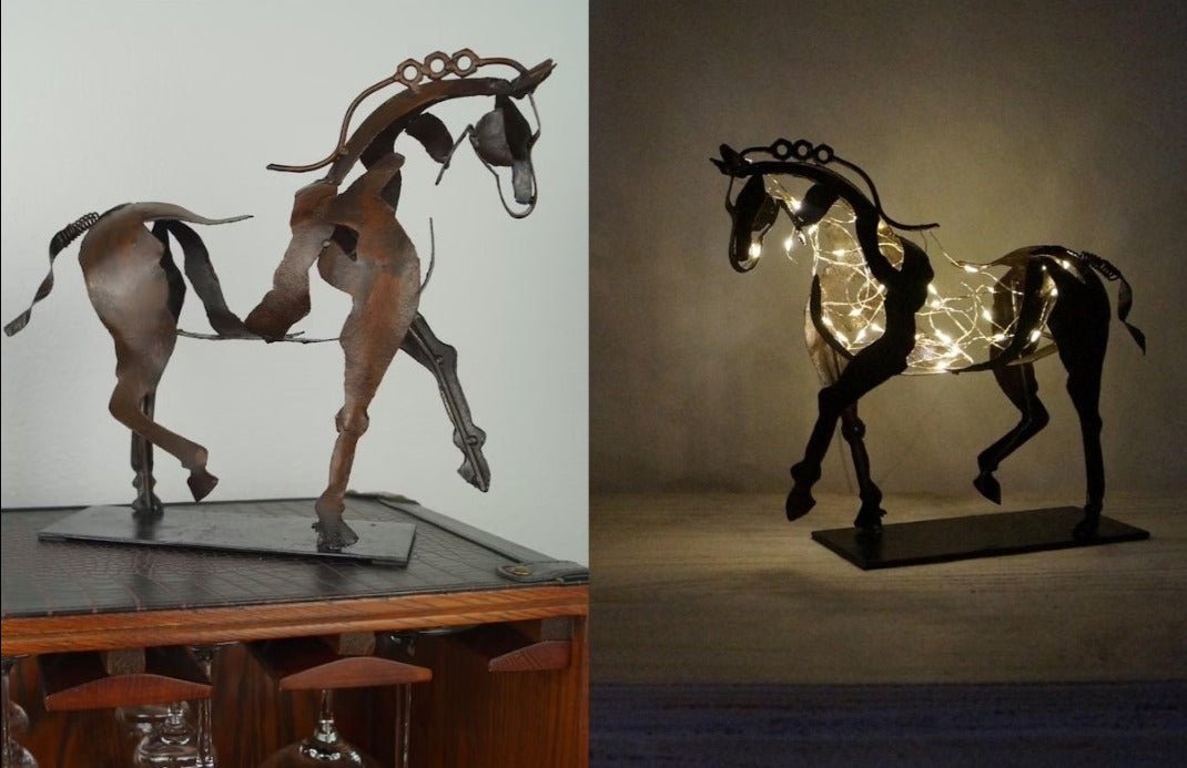 Majestic Equine Elegance: Handcrafted Metal Horse Sculpture