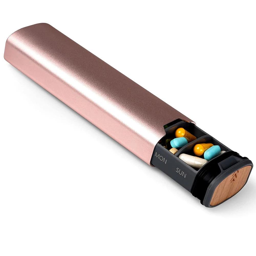 ChicMed Weekly Pill Holder - Stylish Wooden and Aluminum Design