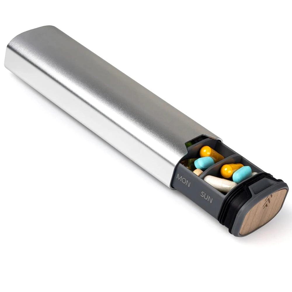 ChicMed Weekly Pill Holder - Stylish Wooden and Aluminum Design