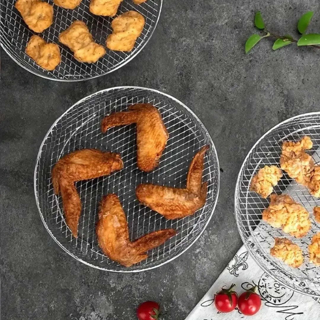 Stackable Baskets for Air Fryers with Complimentary Heat-Resistant Tongs