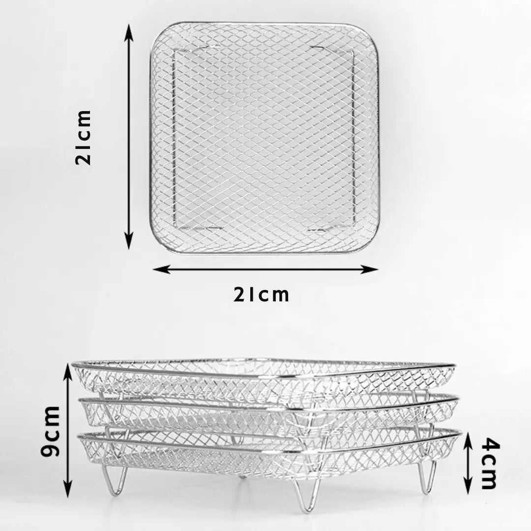 Stackable Baskets for Air Fryers with Complimentary Heat-Resistant Tongs