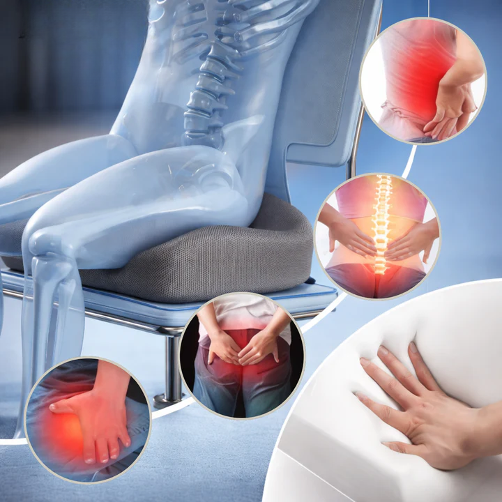 Memory Foam Seat Cushion | Pressure Relief for Sitting | Non-Slip Base