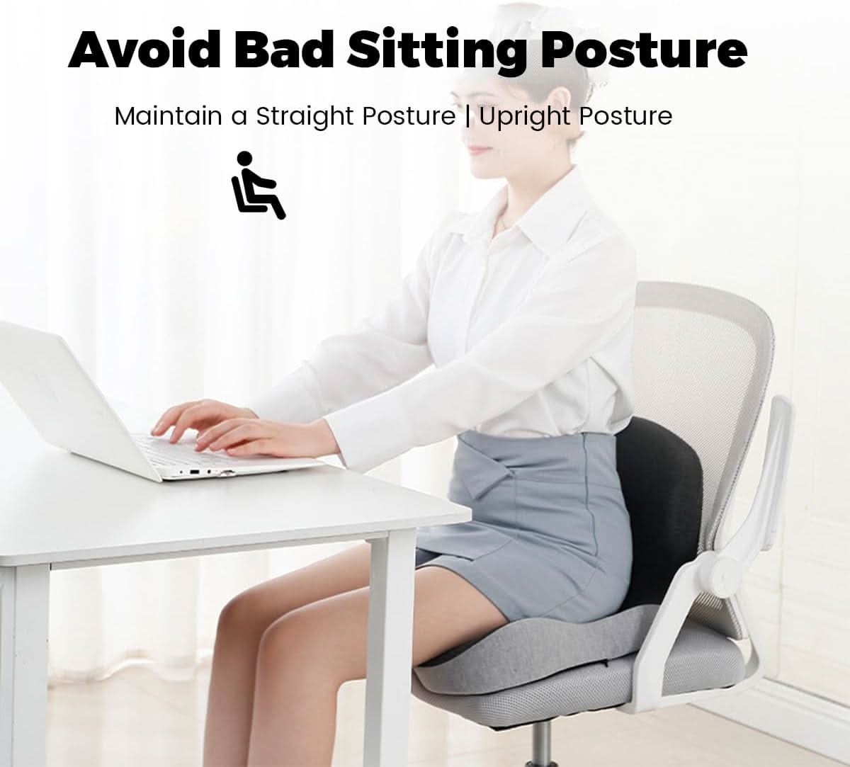 Ergonomic Memory Foam Pillow with Coccyx Cutout for Posture Support
