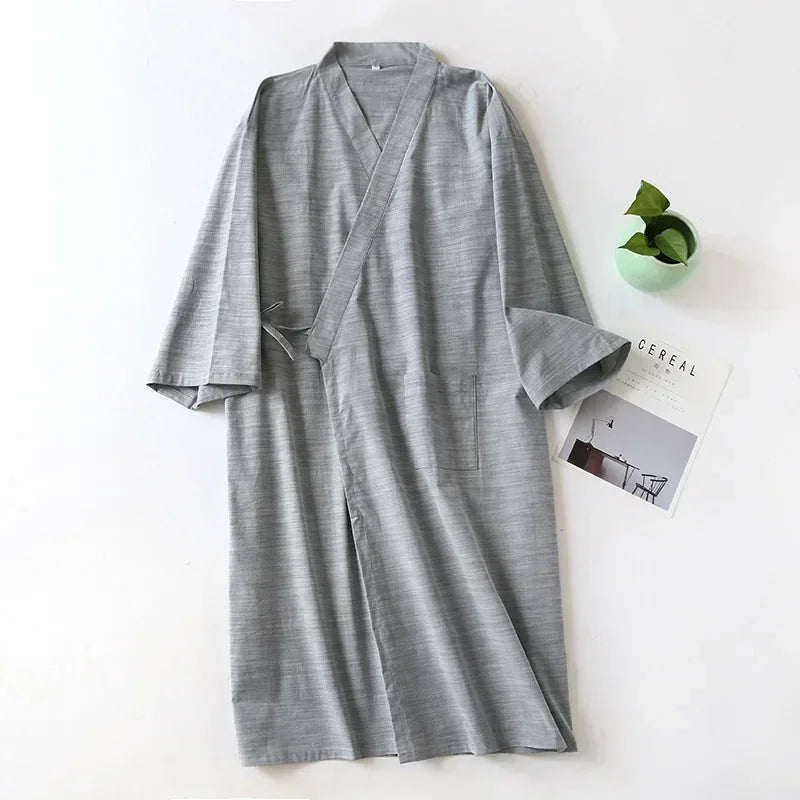 Men's Cotton Lounge Robe – Cozy and Breathable Nightwear