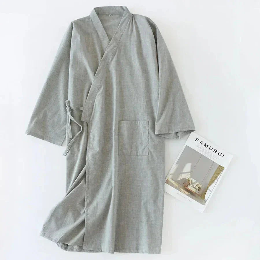 Men's Cotton Lounge Robe – Cozy and Breathable Nightwear