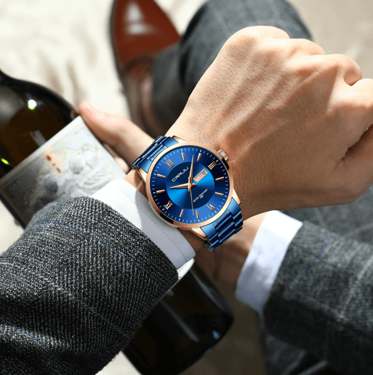 Men's Elite Water-Resistant Chronograph Timepiece with Steel Band
