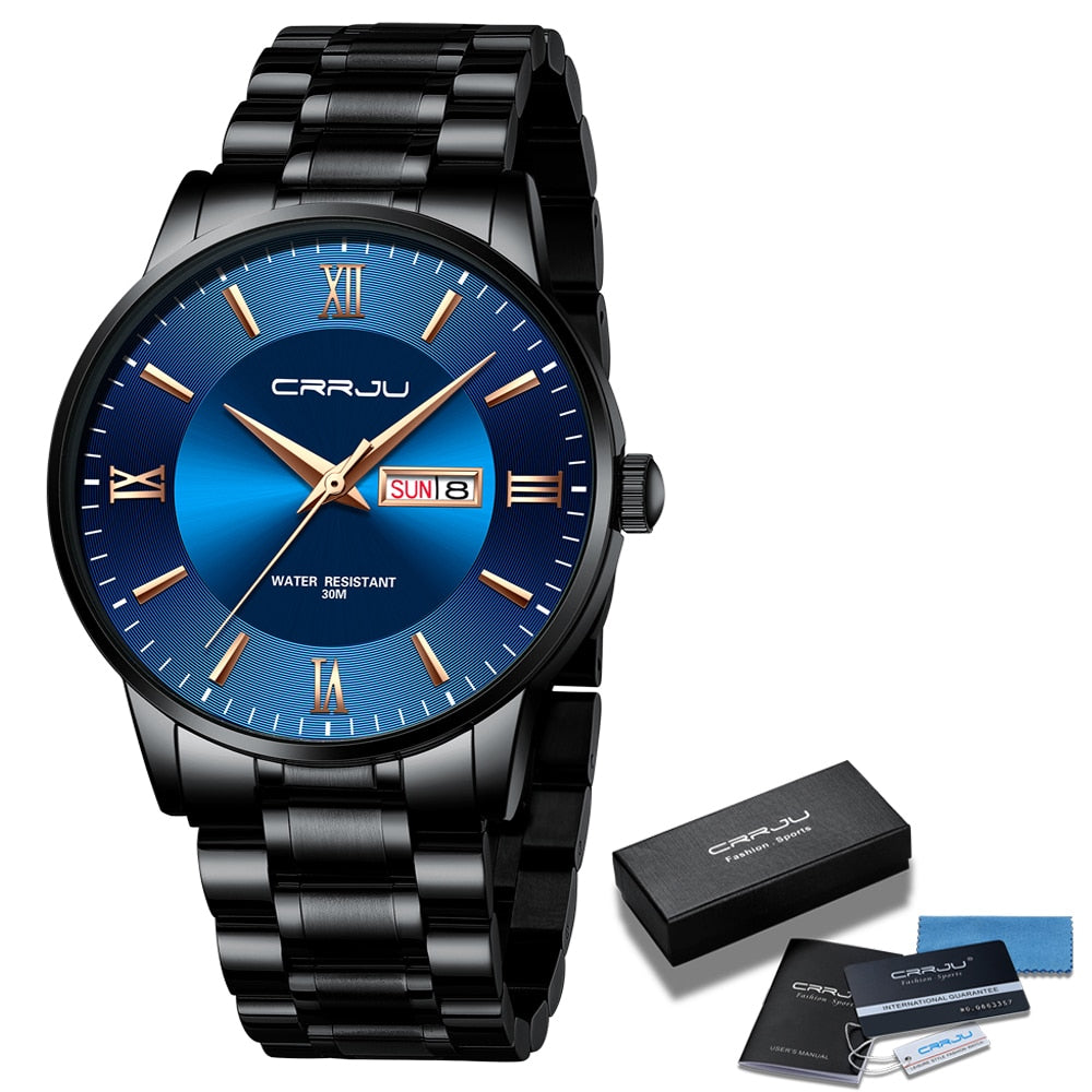 Men's Elite Water-Resistant Chronograph Timepiece with Steel Band