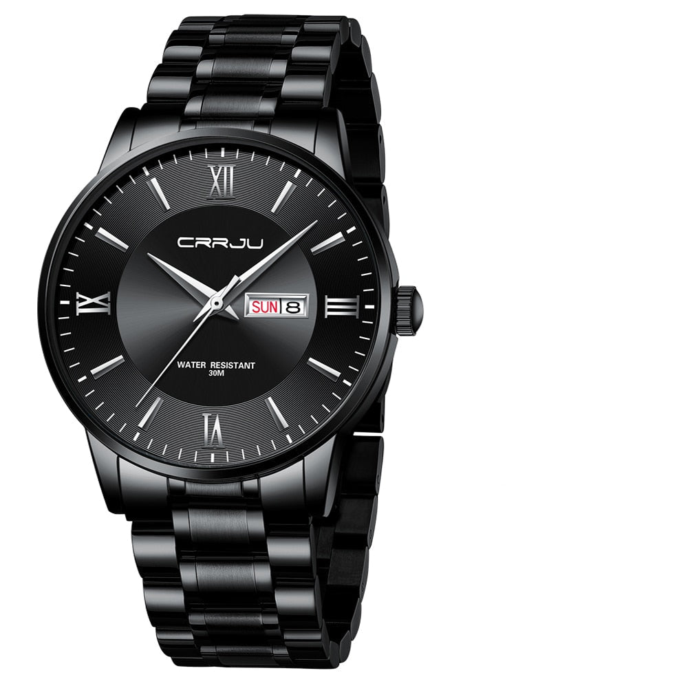 Men's Elite Water-Resistant Chronograph Timepiece with Steel Band