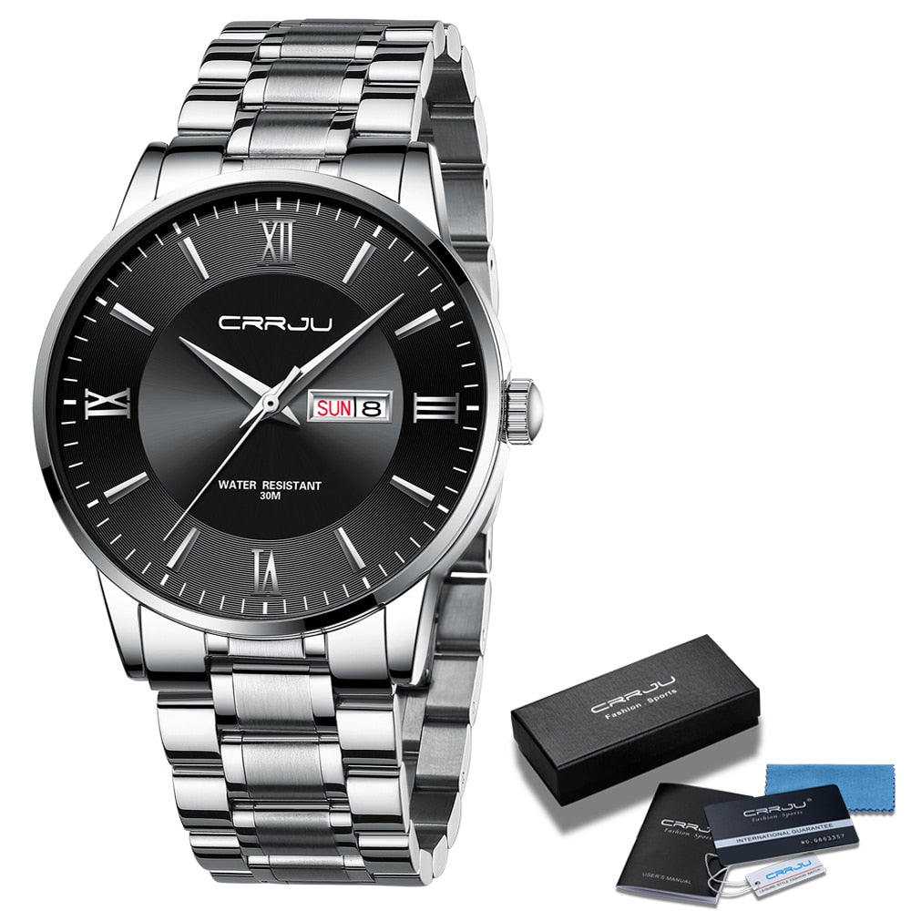 Men's Elite Water-Resistant Chronograph Timepiece with Steel Band