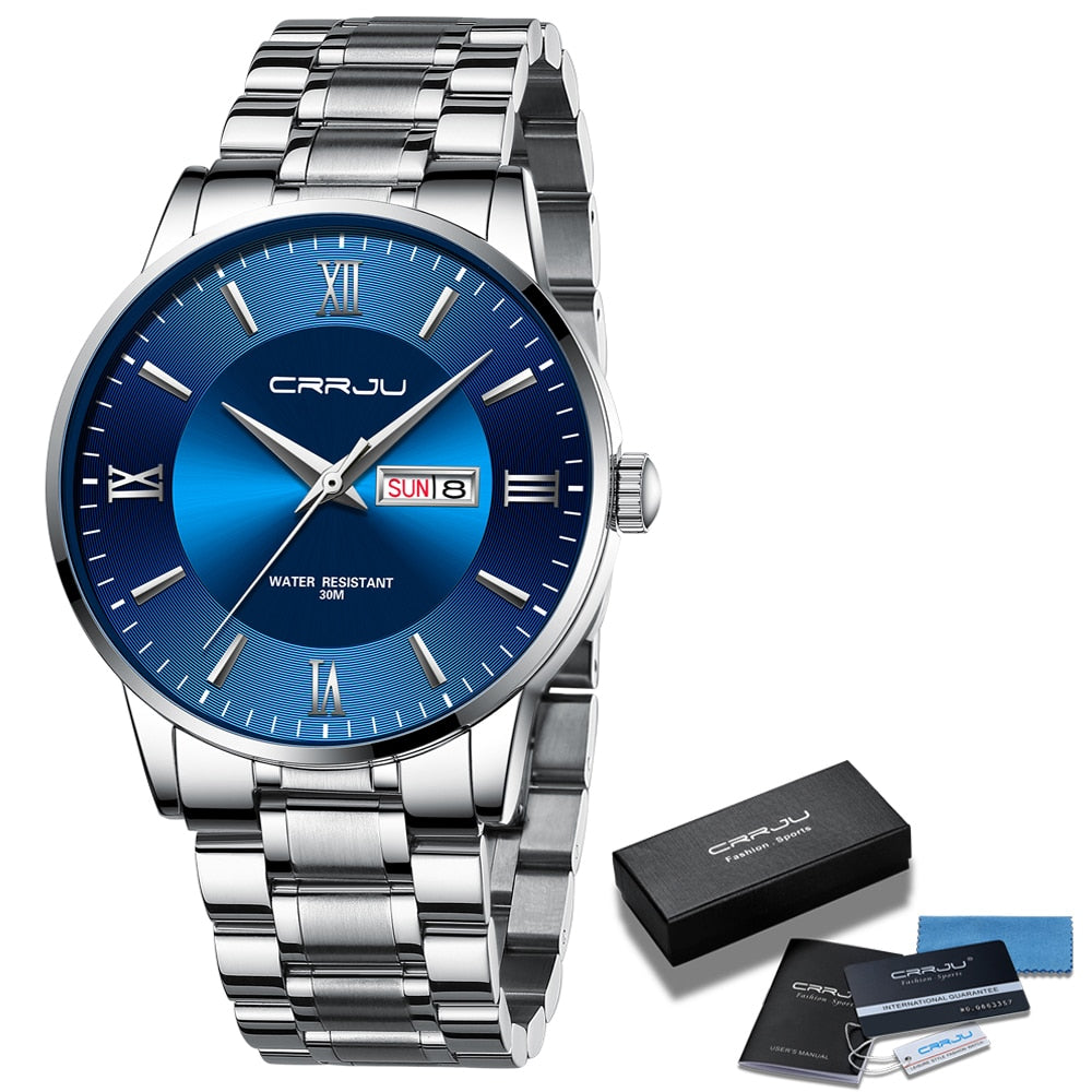 Men's Elite Water-Resistant Chronograph Timepiece with Steel Band