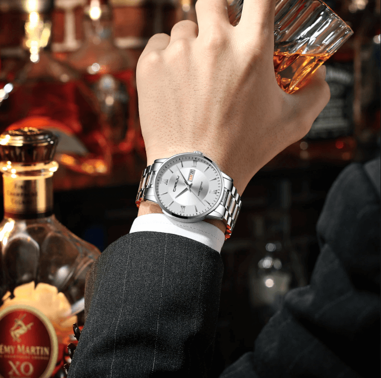 Men's Elite Water-Resistant Chronograph Timepiece with Steel Band