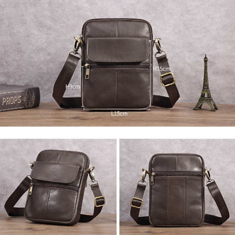 Compact Crossbody Bag for Men in Premium Leather