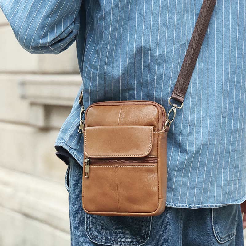 Compact Crossbody Bag for Men in Premium Leather