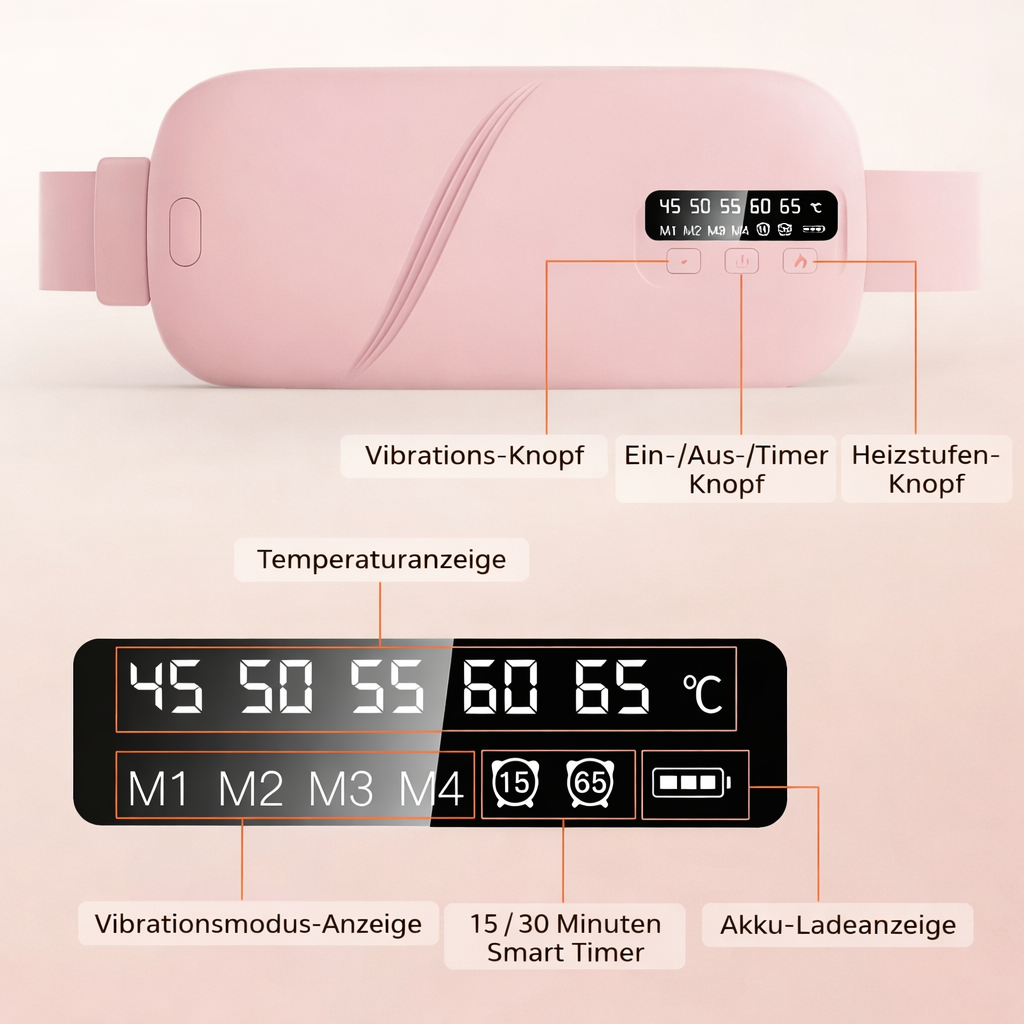 Menstrual Heating Belt | 5 Heat Settings | Massage Feature | Rechargeable USB-C