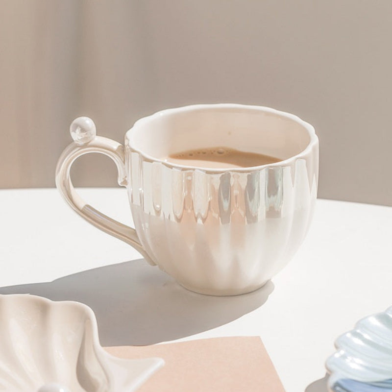 Ocean Pearl Tea Cup Set with Iridescent Finish – Elegant Ceramic Collection