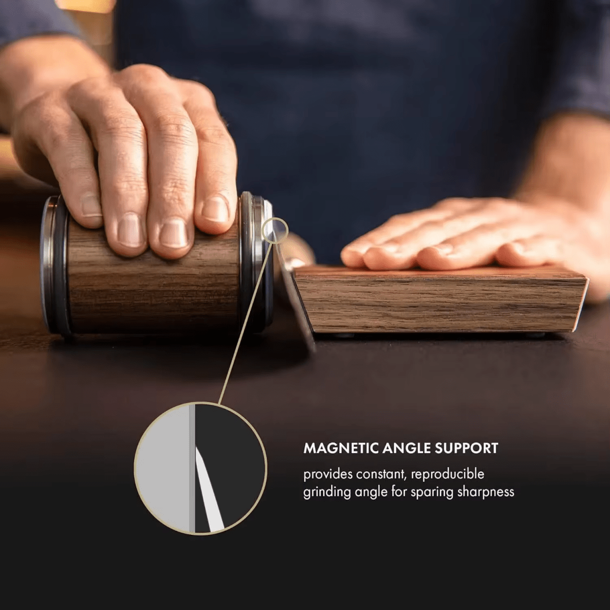 Knife Sharpener | Roller Grinder with Magnetic Angle | Diamond & Ceramic
