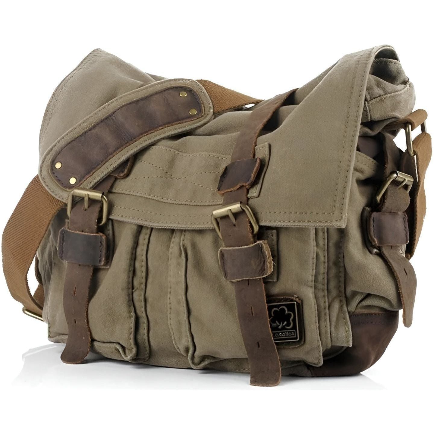 Classic Heritage Canvas Messenger Bag with Leather Touches