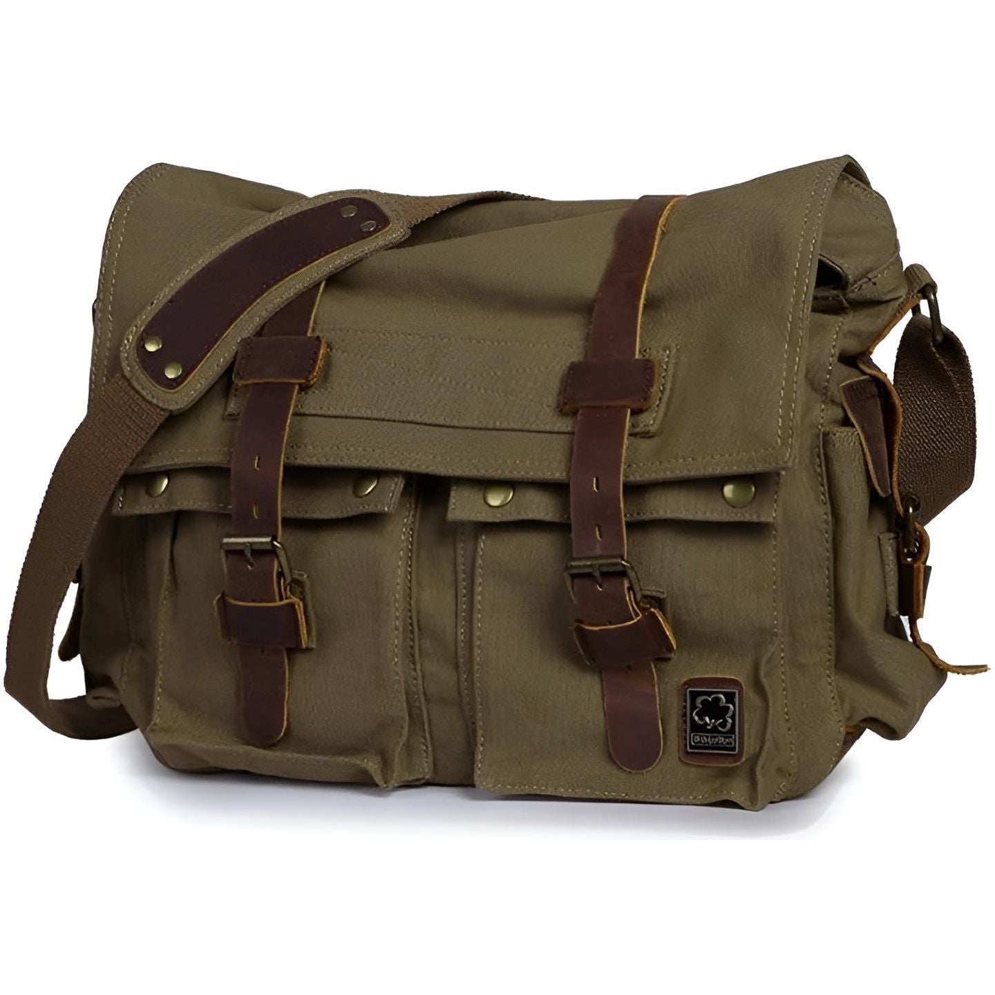 Classic Heritage Canvas Messenger Bag with Leather Touches