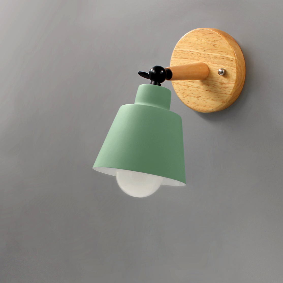Adjustable Indoor Wall Sconce with Wood and Metal Design