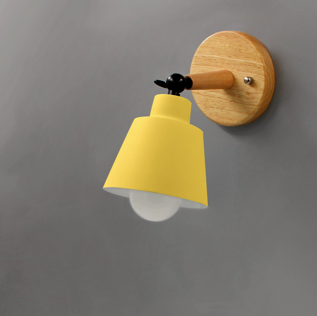 Adjustable Indoor Wall Sconce with Wood and Metal Design