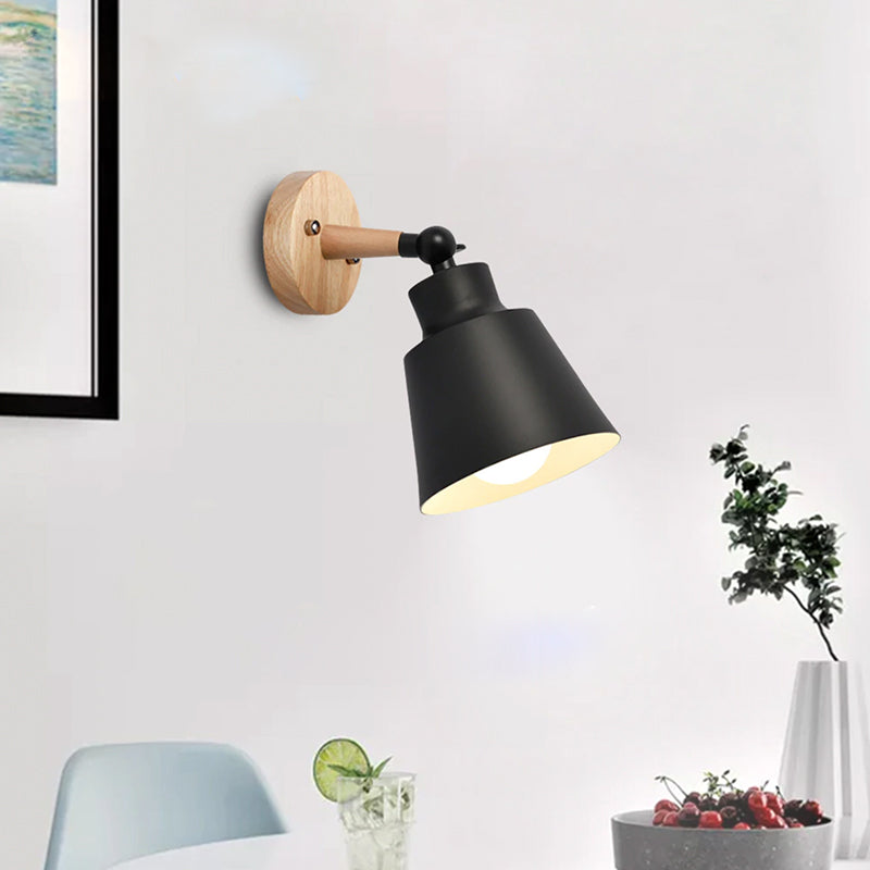 Adjustable Indoor Wall Sconce with Wood and Metal Design