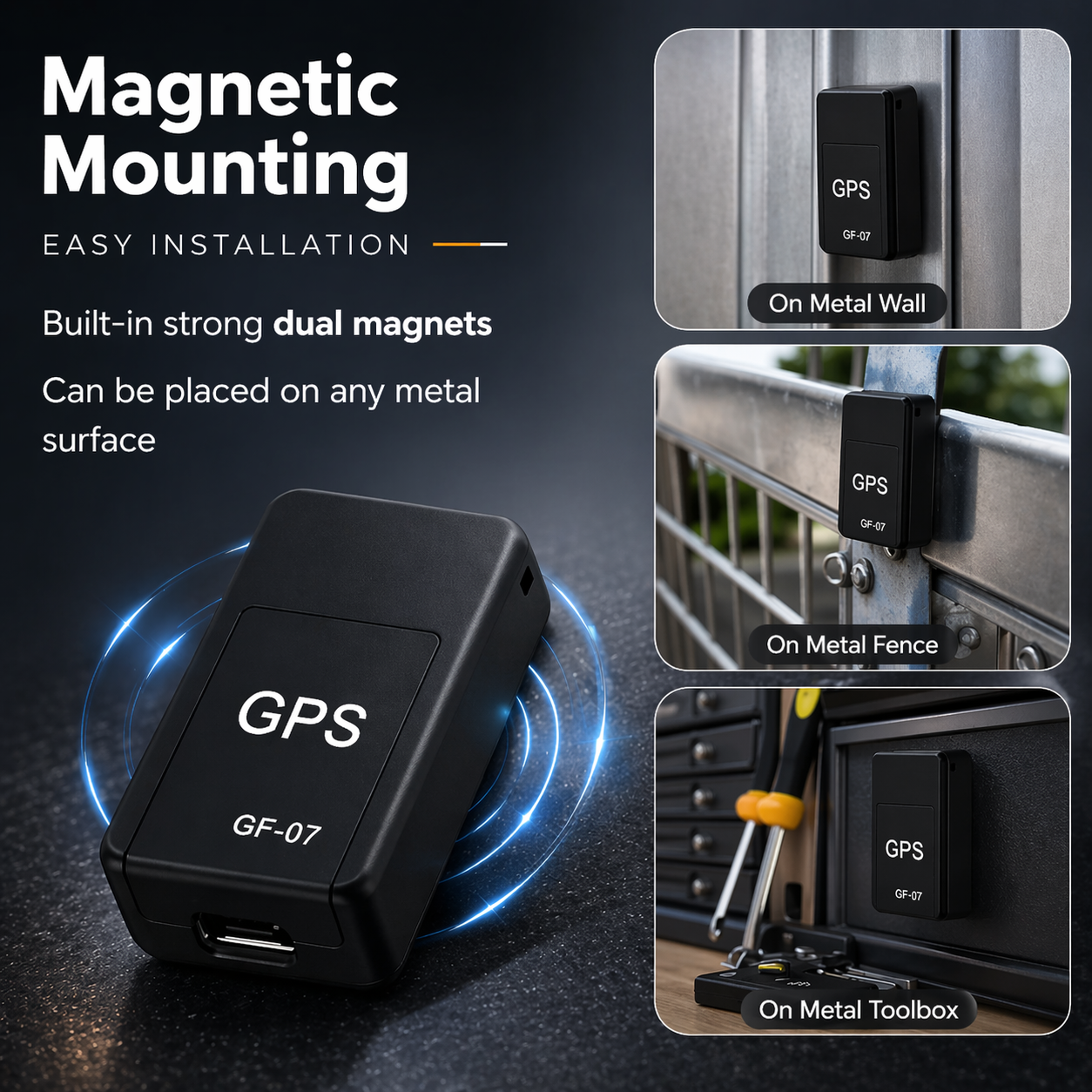 Compact GPS Tracker | Magnetic Car Locator | Real-Time Tracking