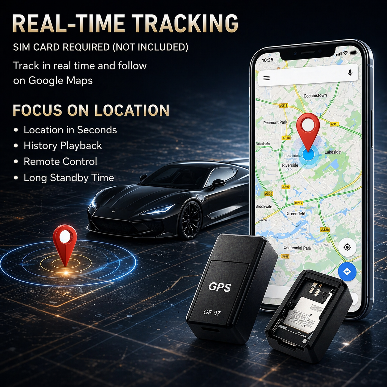 Compact GPS Tracker | Magnetic Car Locator | Real-Time Tracking