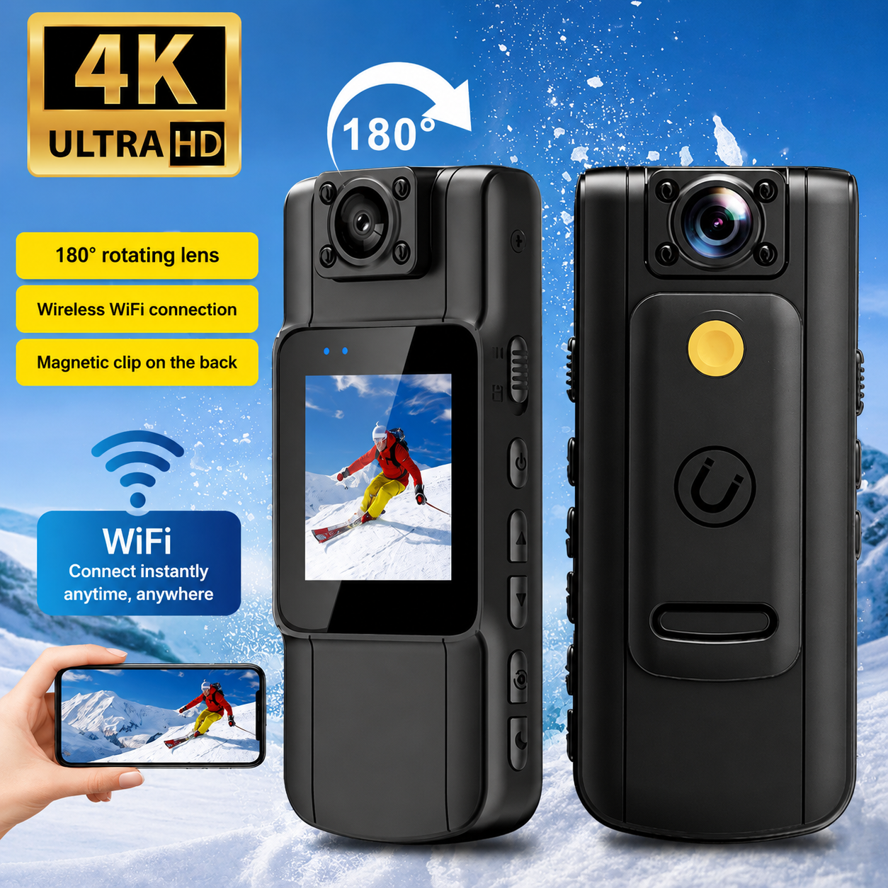 Mini Camera | 4K Video Quality | Rotating Lens