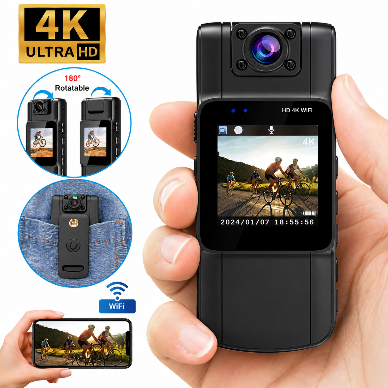Mini Camera | 4K Video Quality | Rotating Lens