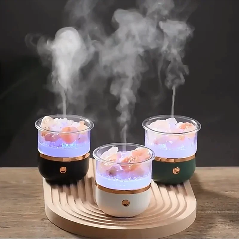 Himalayan Crystal Salt Lamp with LED Light and Diffuser Function
