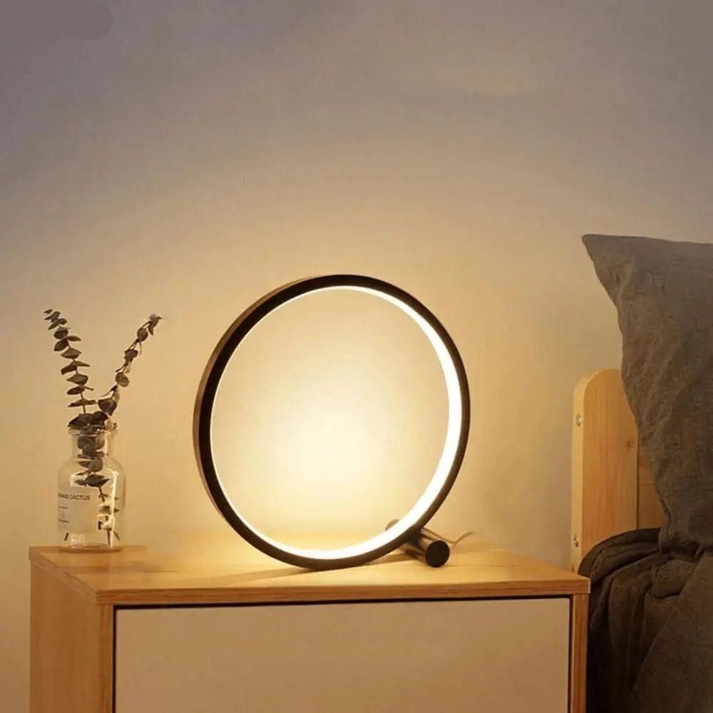 Sleek Touch-Control LED Circle Desk Lamp with Warm Light