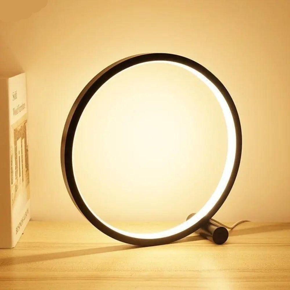 Sleek Touch-Control LED Circle Desk Lamp with Warm Light