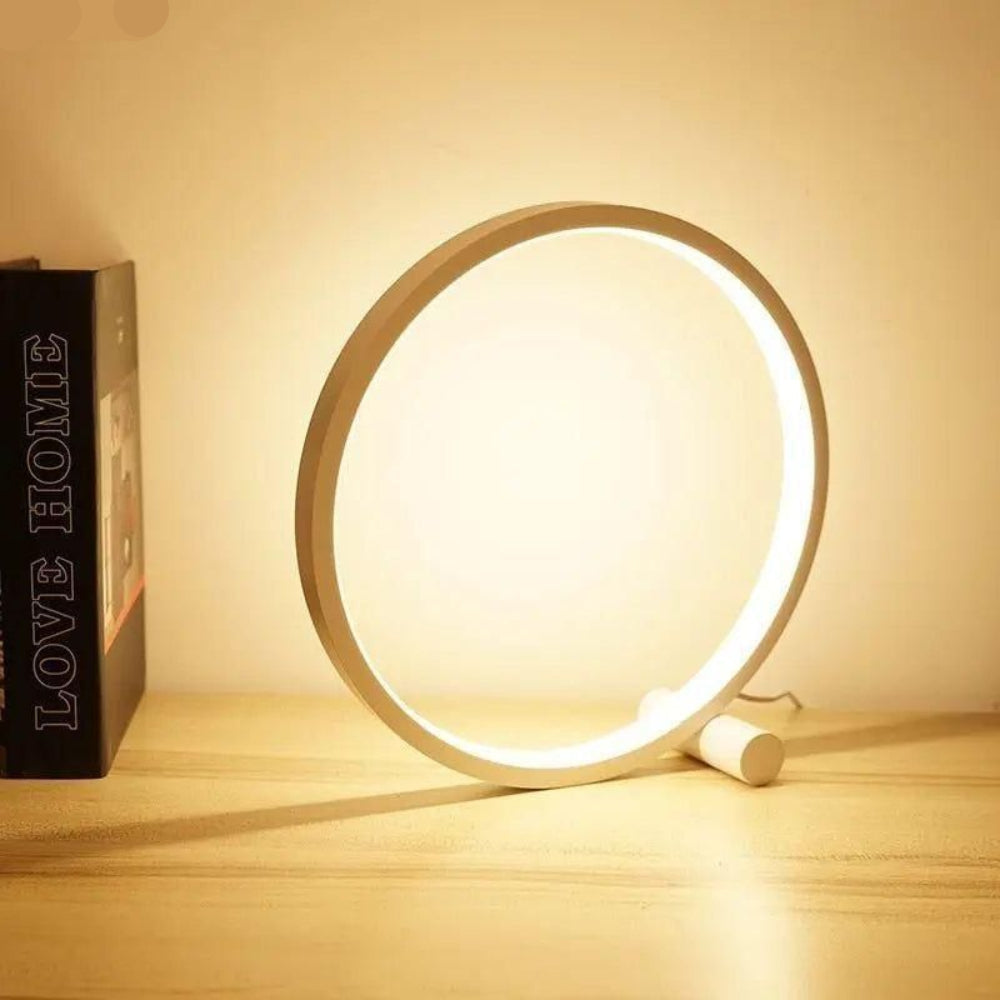 Sleek Touch-Control LED Circle Desk Lamp with Warm Light