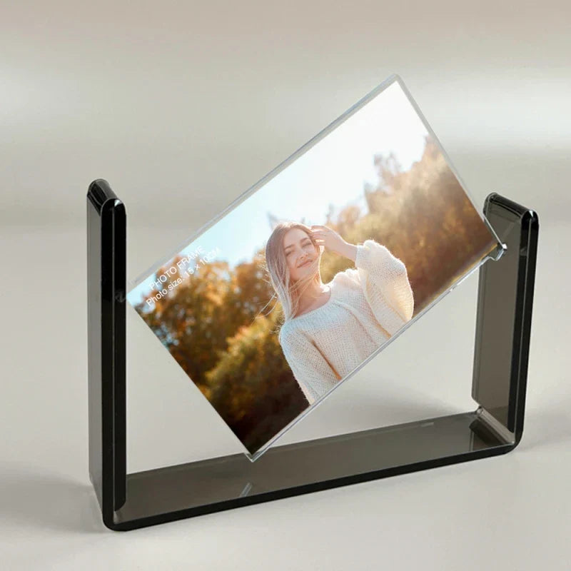 Double-Sided Acrylic Picture Frame with Rotating Base - 6 Inch