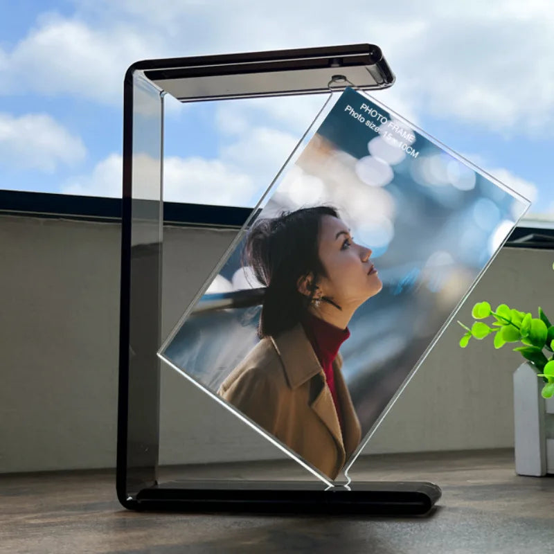 Double-Sided Acrylic Picture Frame with Rotating Base - 6 Inch