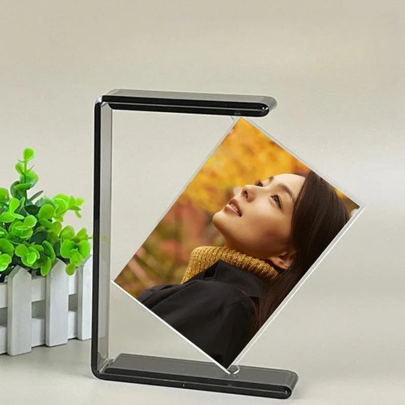 Double-Sided Acrylic Picture Frame with Rotating Base - 6 Inch