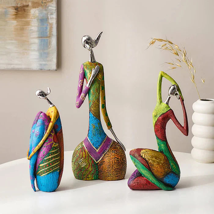 Elegant Modern Female Figure Sculpture in Vibrant Resin Art