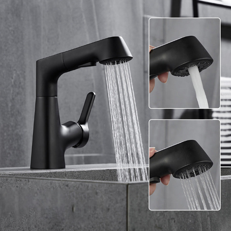 Sleek Bathroom Faucet with Retractable Spray Feature