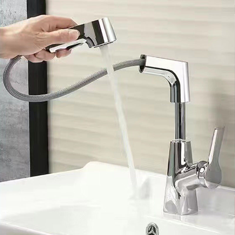 Sleek Bathroom Faucet with Retractable Spray Feature