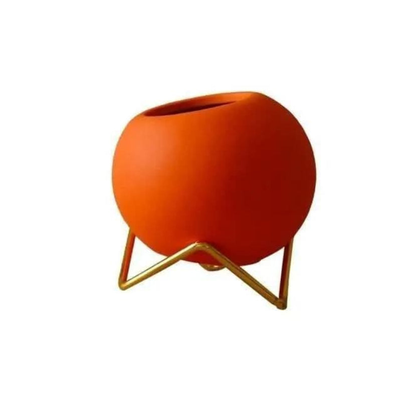 Stylish Ceramic Planter with Elegant Metal Stand