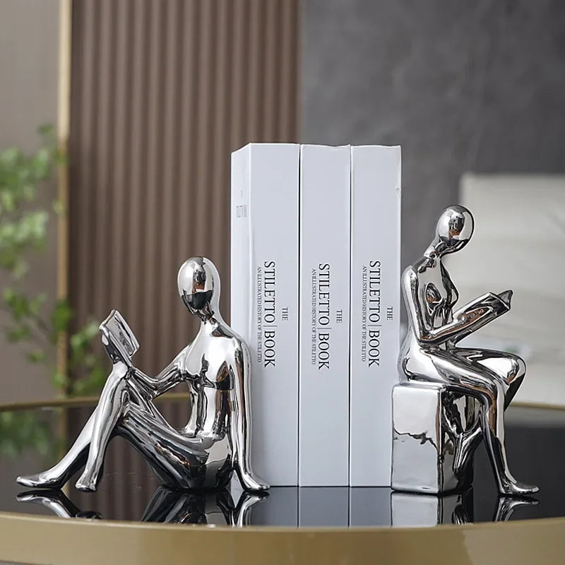 Sleek Abstract Book Supports - Set of 2 for Stylish Organization